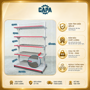 Kệ siêu thị đôi cao 1,8m dài 1,2m - 5 tầng (10 mâm kệ - NT - 1 Trụ)